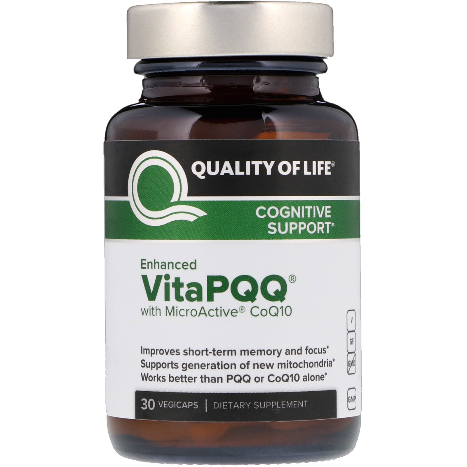Quality Of Life, Enhanced Vita Pqq 110 mg, 30 Vegetarian Capsules UPC 812259003134 | HiLife Vitamins